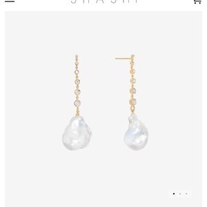 SHASHI DIAMOND BAROQUE DROP EARRING